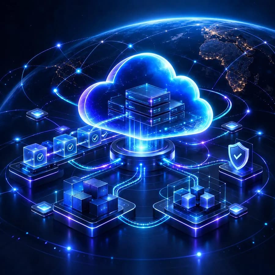 Illustration of a cloud infrastructure with containers