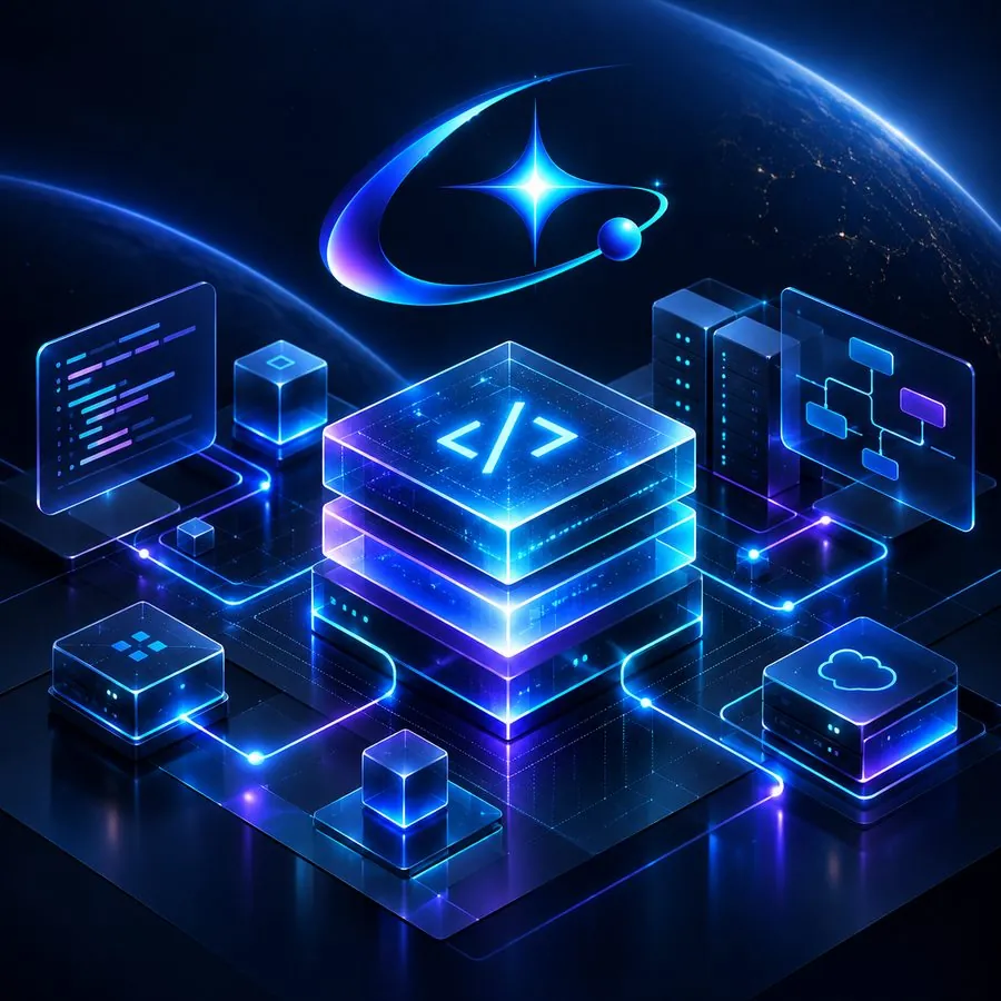 Isometric illustration of a software architecture